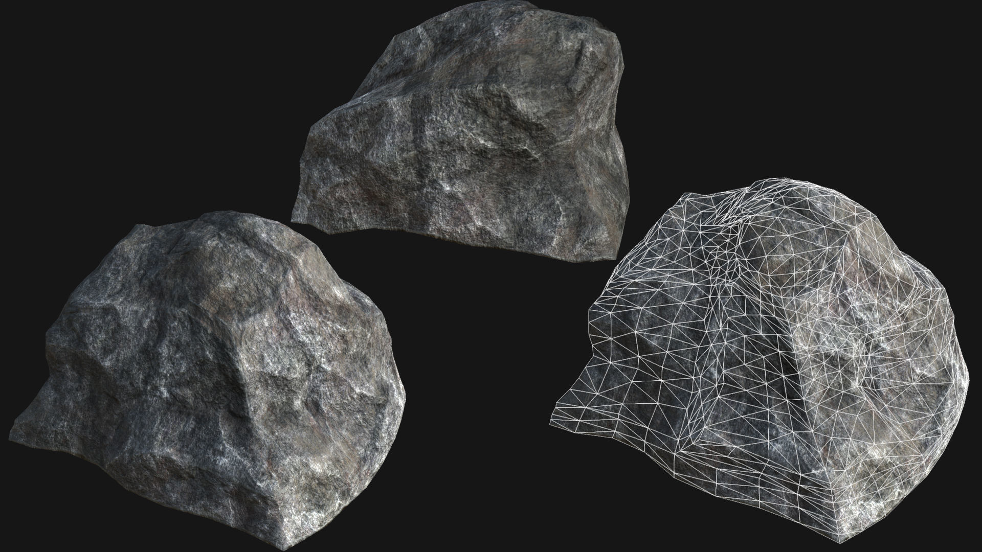 Mountain Rocks Collection PBR Low-poly 3D model_4