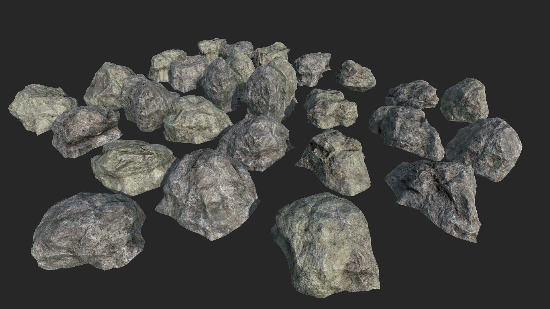 Mountain Rocks Collection PBR Low-poly 3D model_1