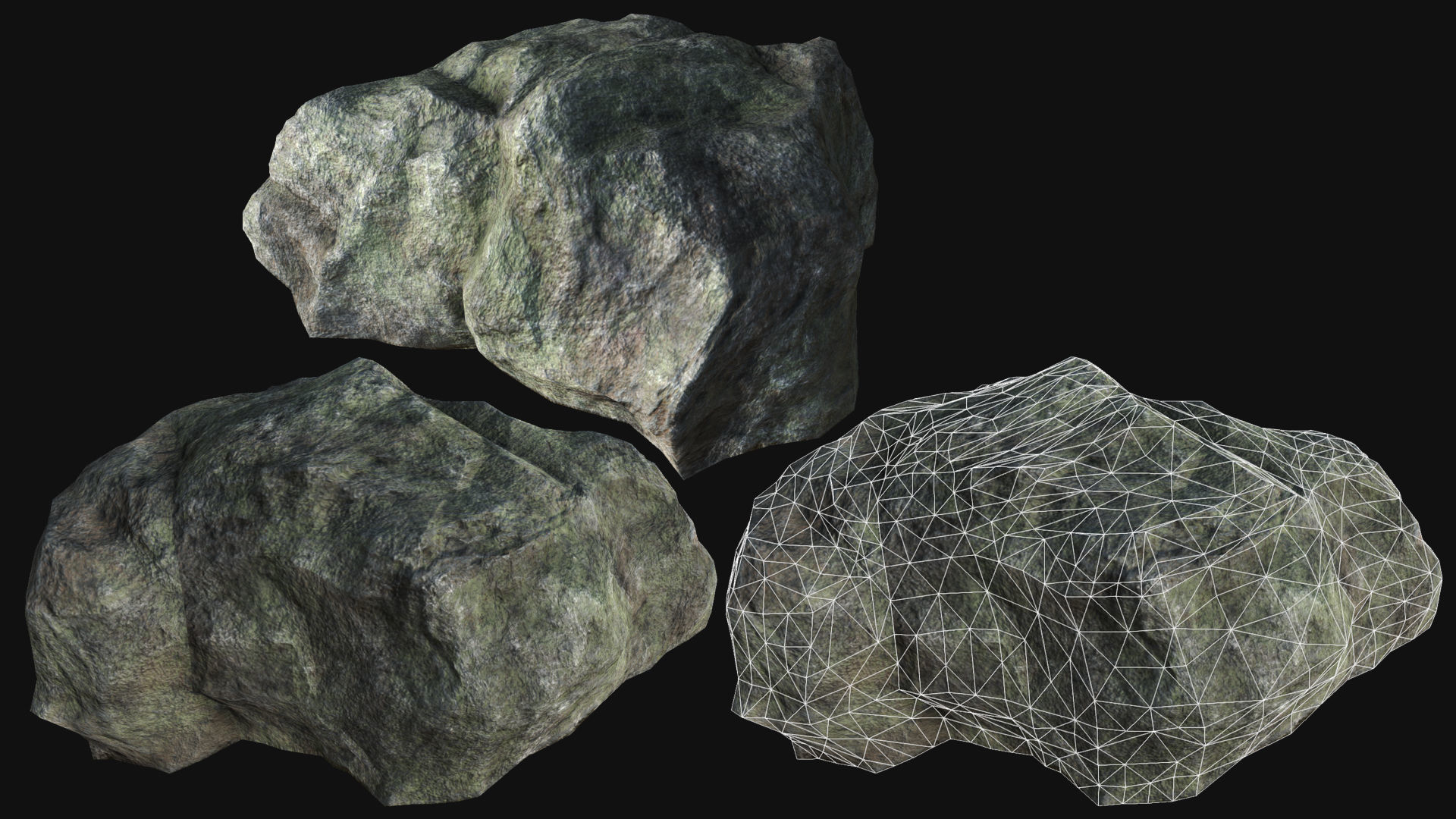 Mountain Rocks Collection PBR Low-poly 3D model_17
