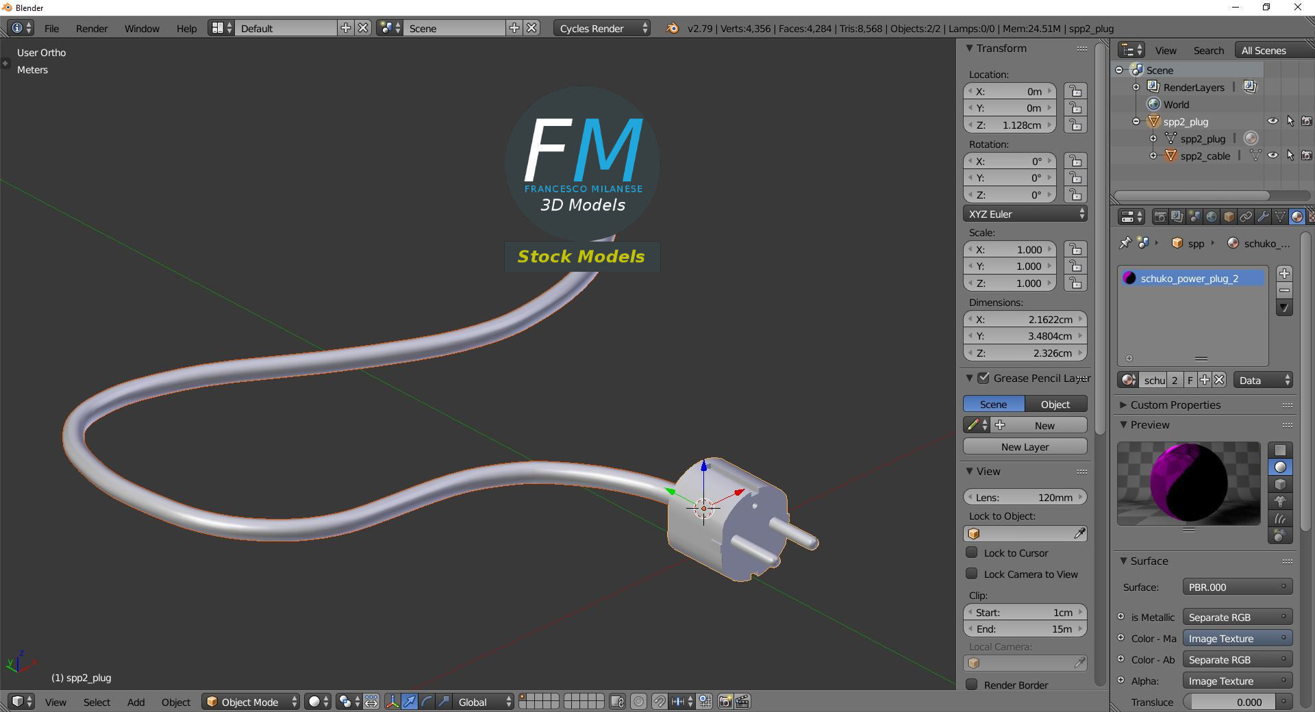 Schuko power plug 2 3D model_9