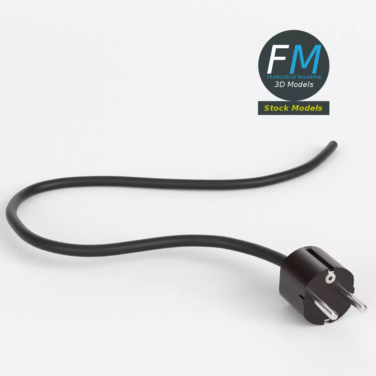 Schuko power plug 2 3D model_0