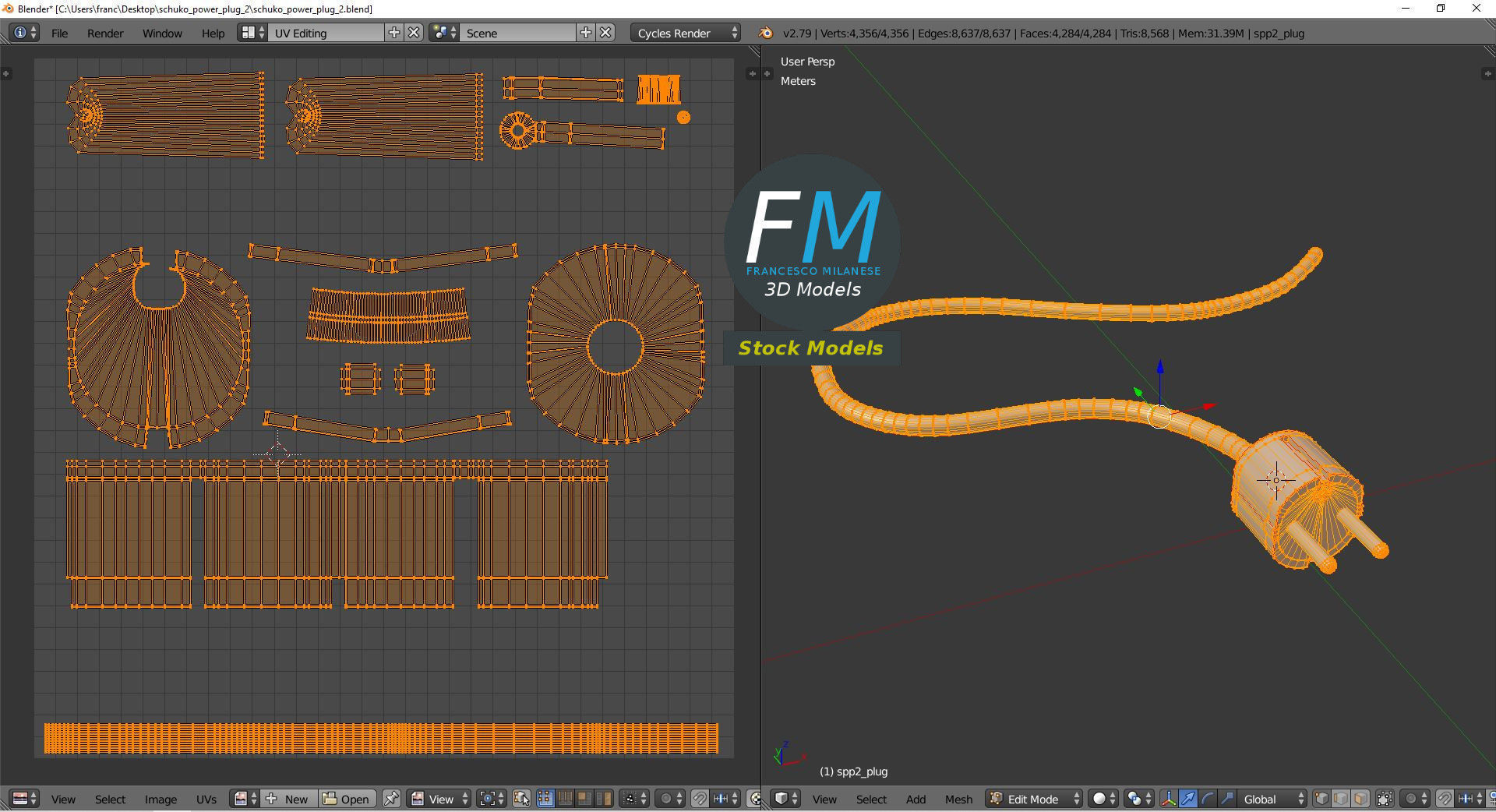 Schuko power plug 2 3D model_10