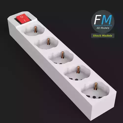 Schuko power strip 1 3D model