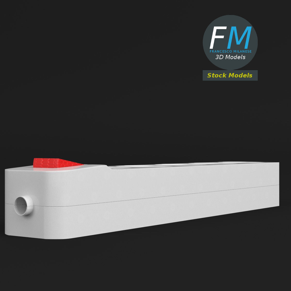 Schuko power strip 2 3D model_3