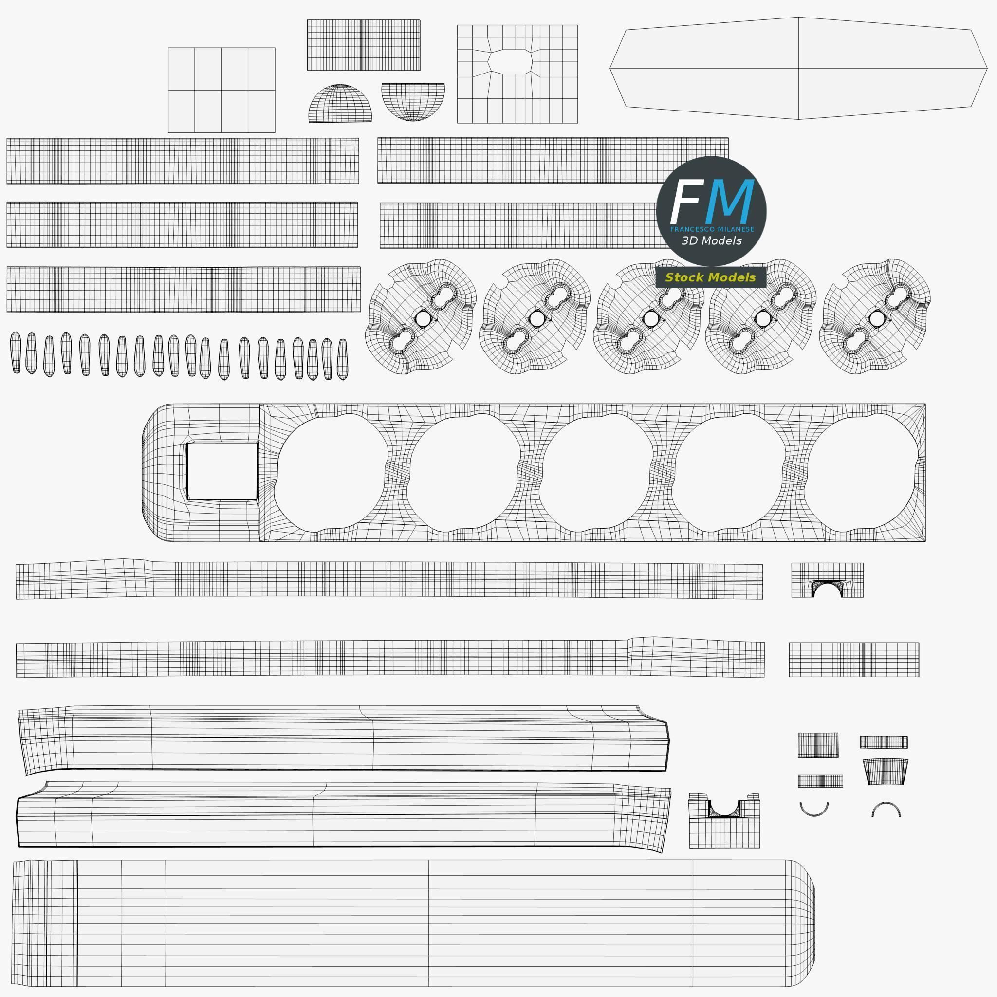 Schuko power strip 2 3D model_11