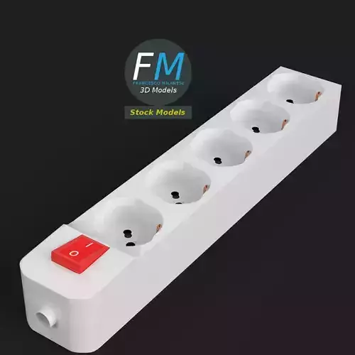 Schuko power strip 2 3D model