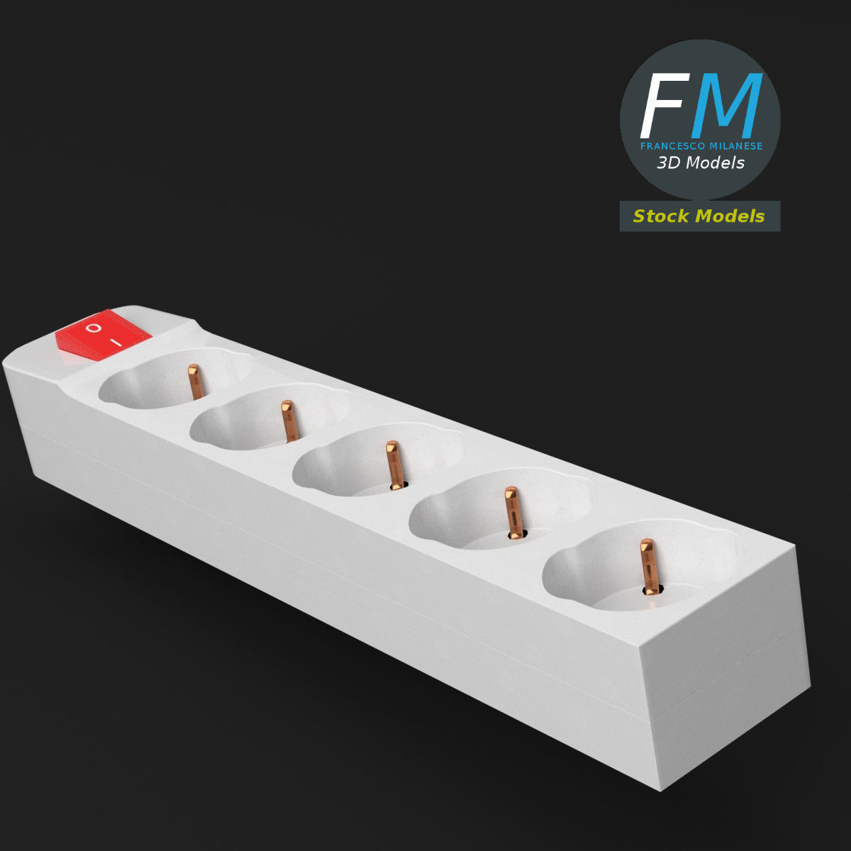 Schuko power strip 2 3D model_5