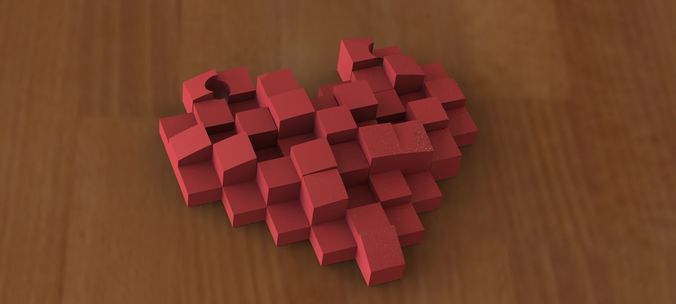 Pixel heart pendant 3D print model