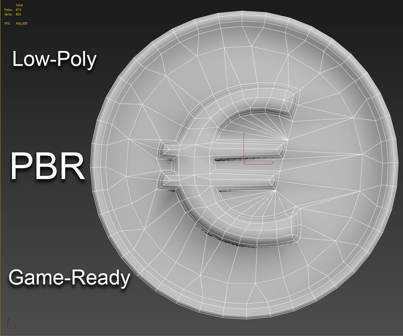 Old Coin with Euro sign - PBR Game-Ready Low-poly 3D model_3
