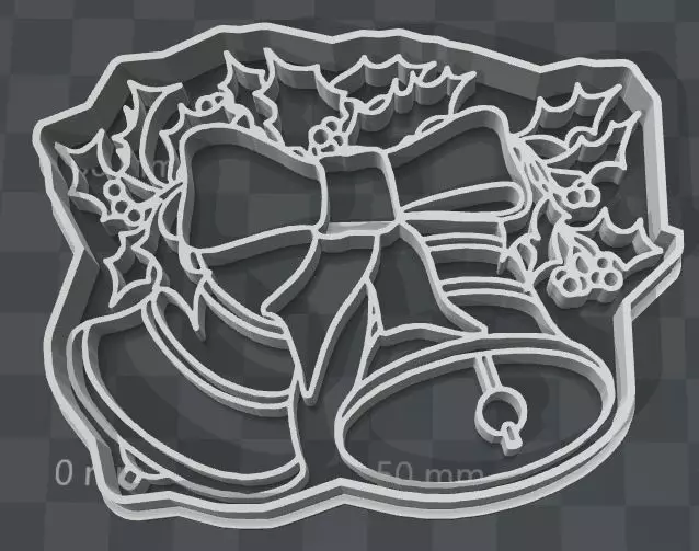 Christmas Bells and Mistletoe Cookie Cutter 3D print model_0