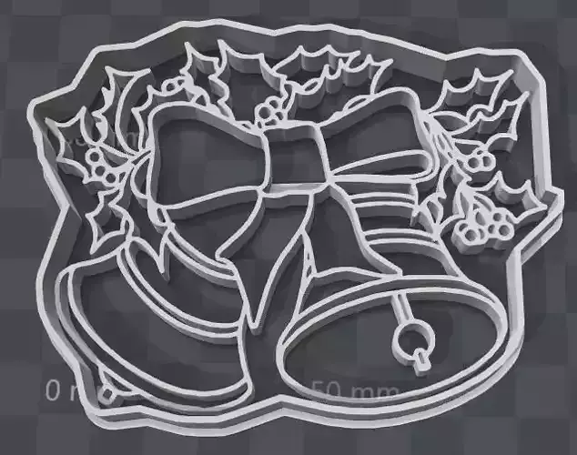 Christmas Bells and Mistletoe Cookie Cutter 3D print model Christmas Bells and Mistletoe Cookie Cutter 3D print model