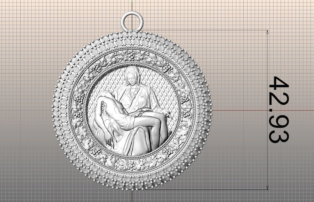 Pieta pendant 3D print model_1