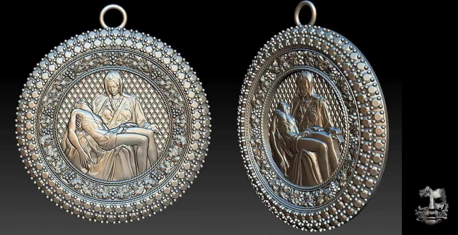 Pieta pendant 3D print model_0