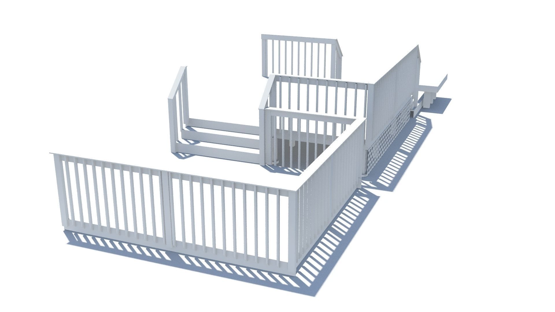 Three Level Deck for Houses Low-poly 3D model_12