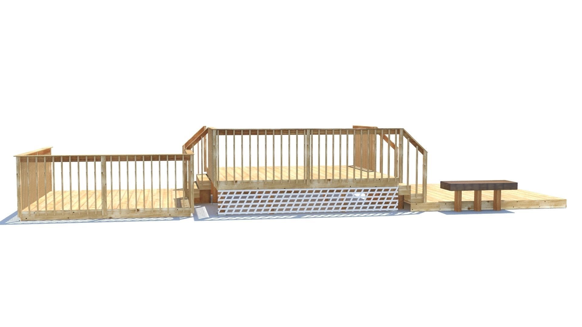 Three Level Deck for Houses Low-poly 3D model_1