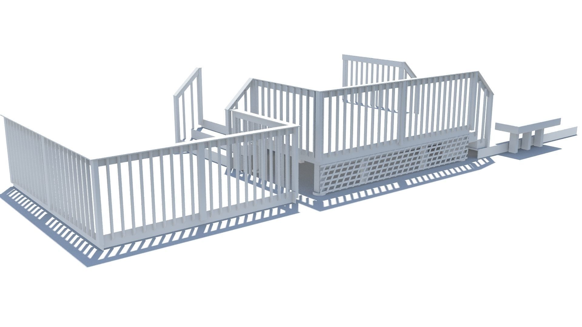 Three Level Deck for Houses Low-poly 3D model_13