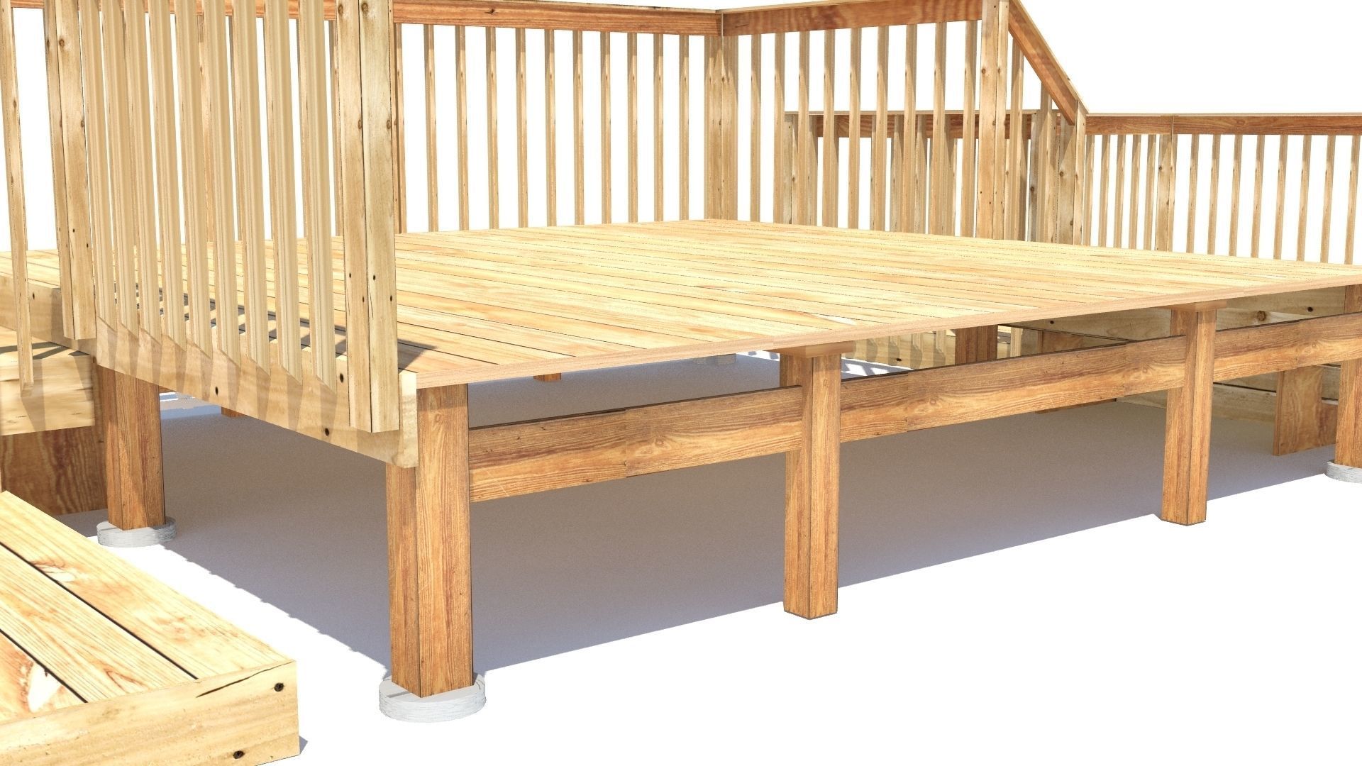 Three Level Deck for Houses Low-poly 3D model_7