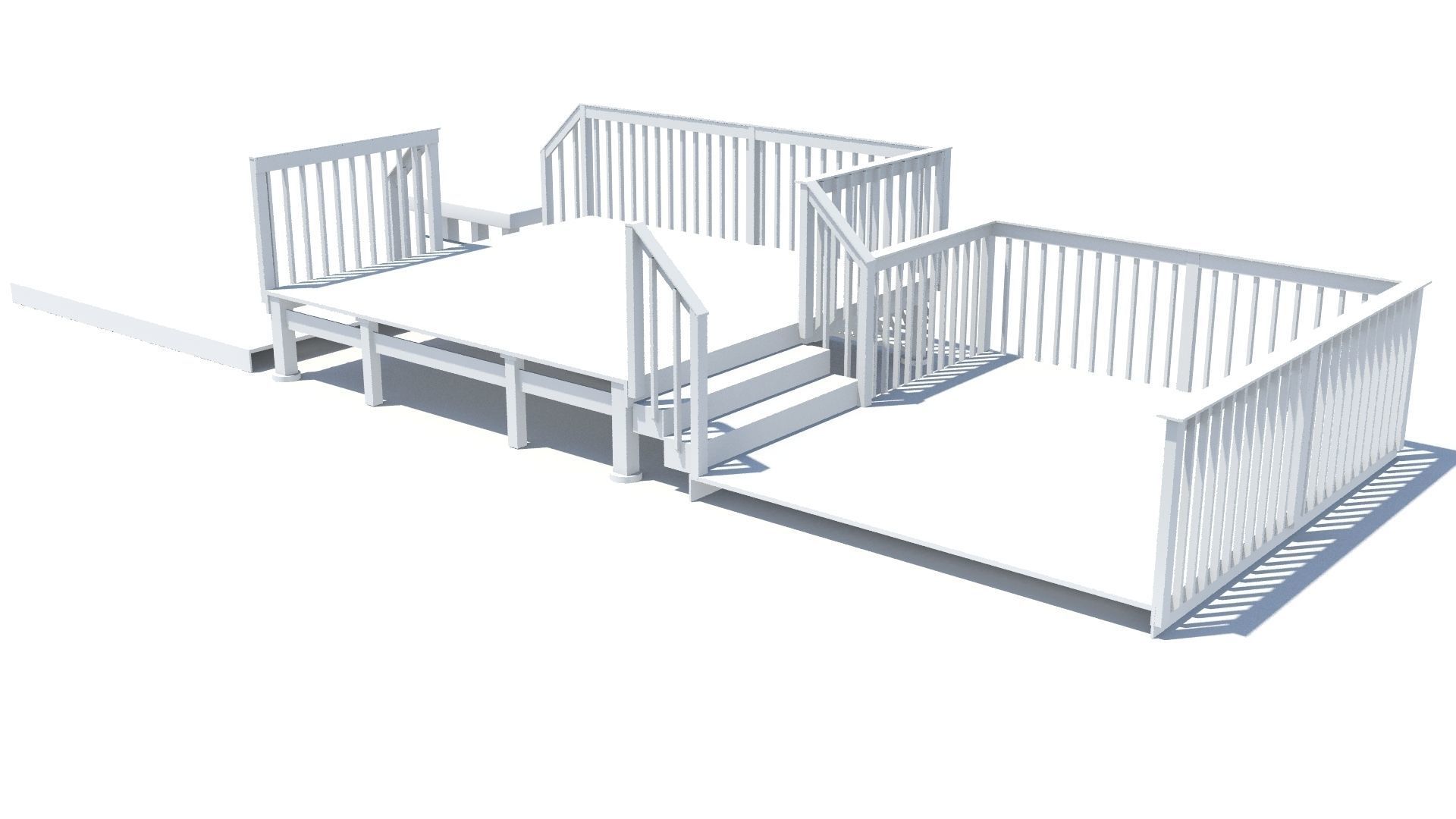 Three Level Deck for Houses Low-poly 3D model_9