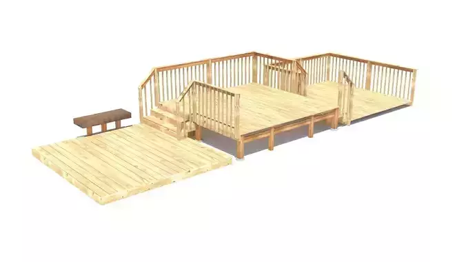 Three Level Deck for Houses Low-poly 3D model