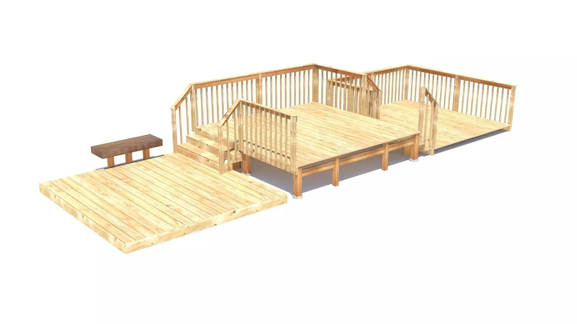 Three Level Deck for Houses Low-poly 3D model_0