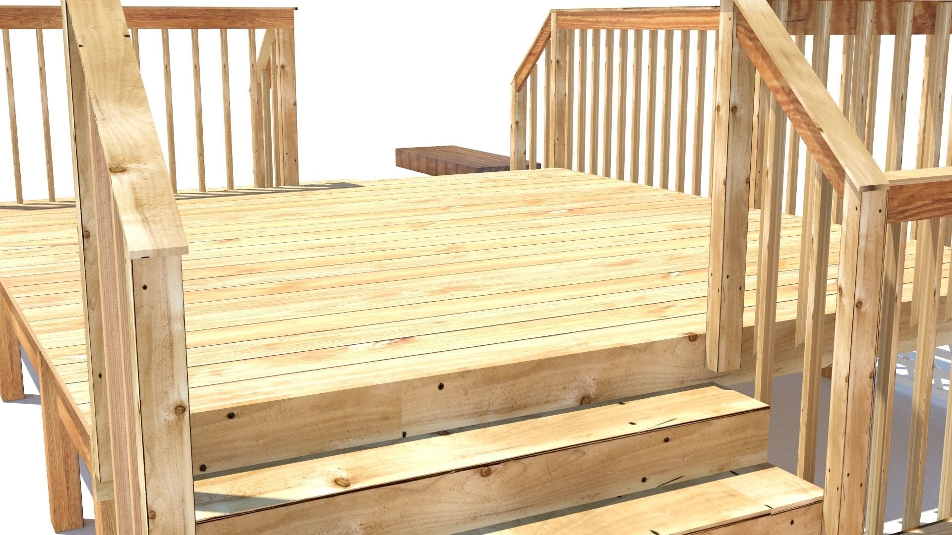 Three Level Deck for Houses Low-poly 3D model_8