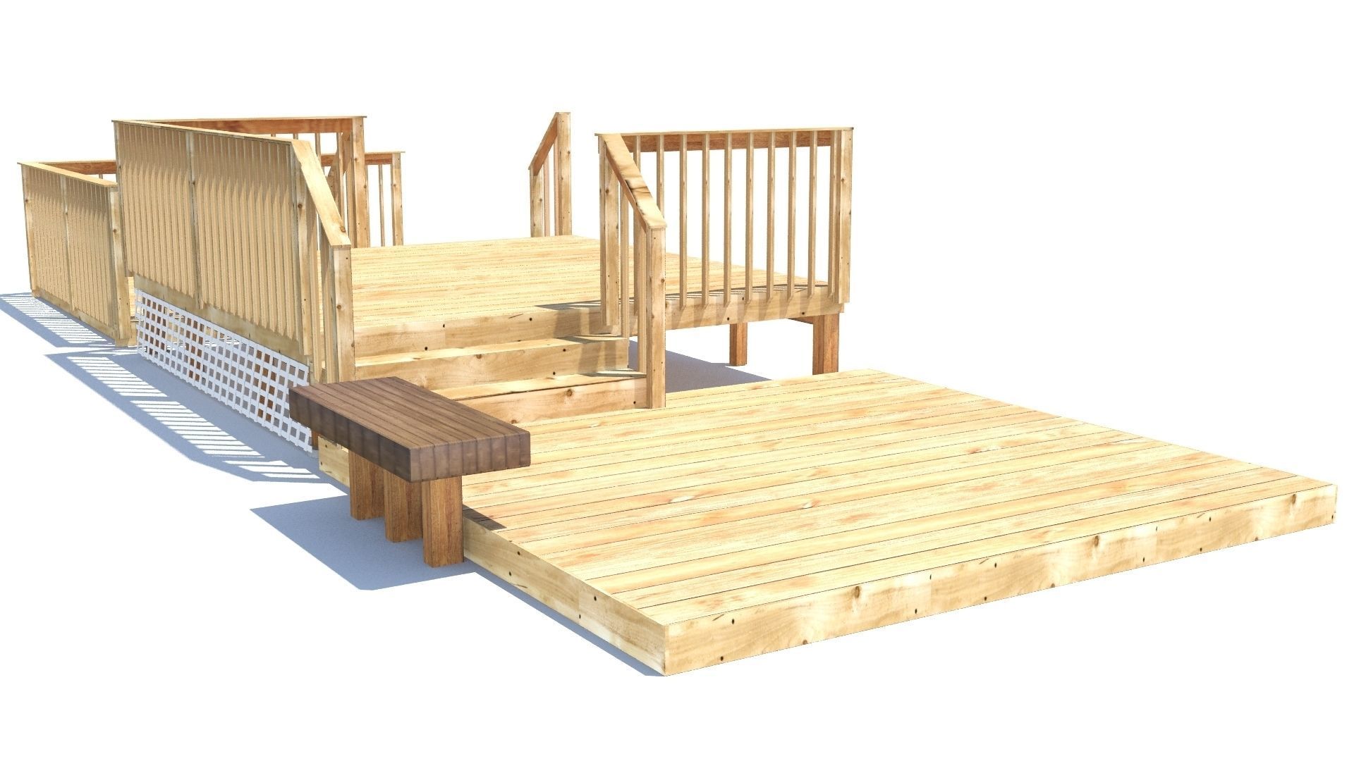 Three Level Deck for Houses Low-poly 3D model_4
