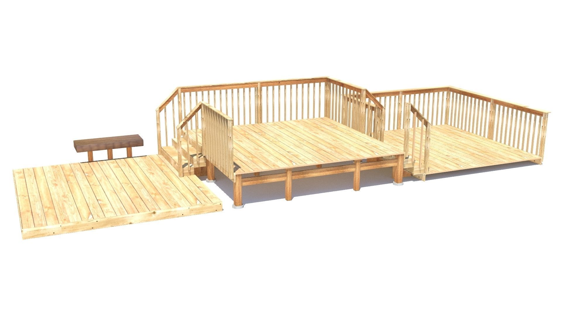 Three Level Deck for Houses Low-poly 3D model_3