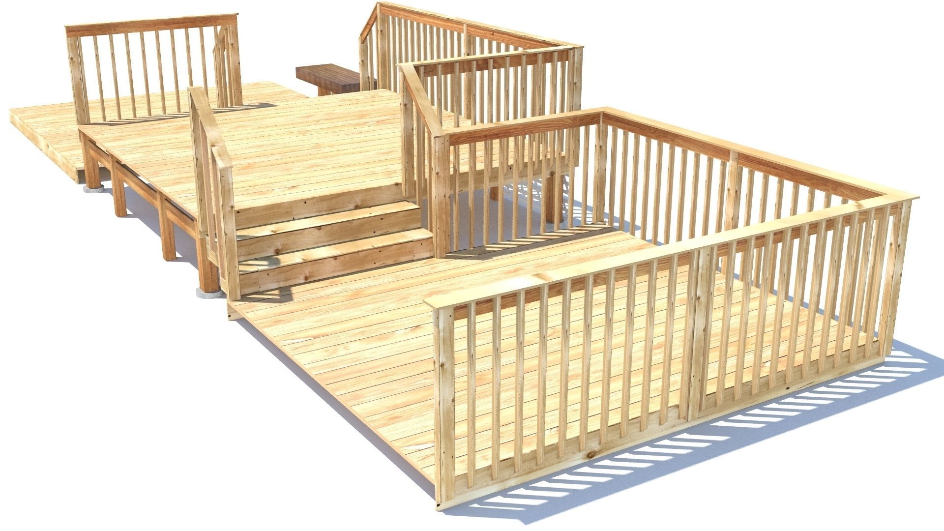 Three Level Deck for Houses Low-poly 3D model_2