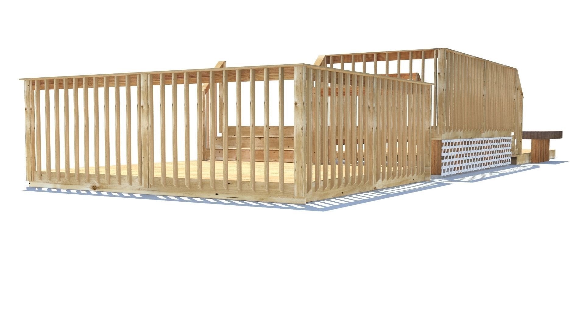 Three Level Deck for Houses Low-poly 3D model_5