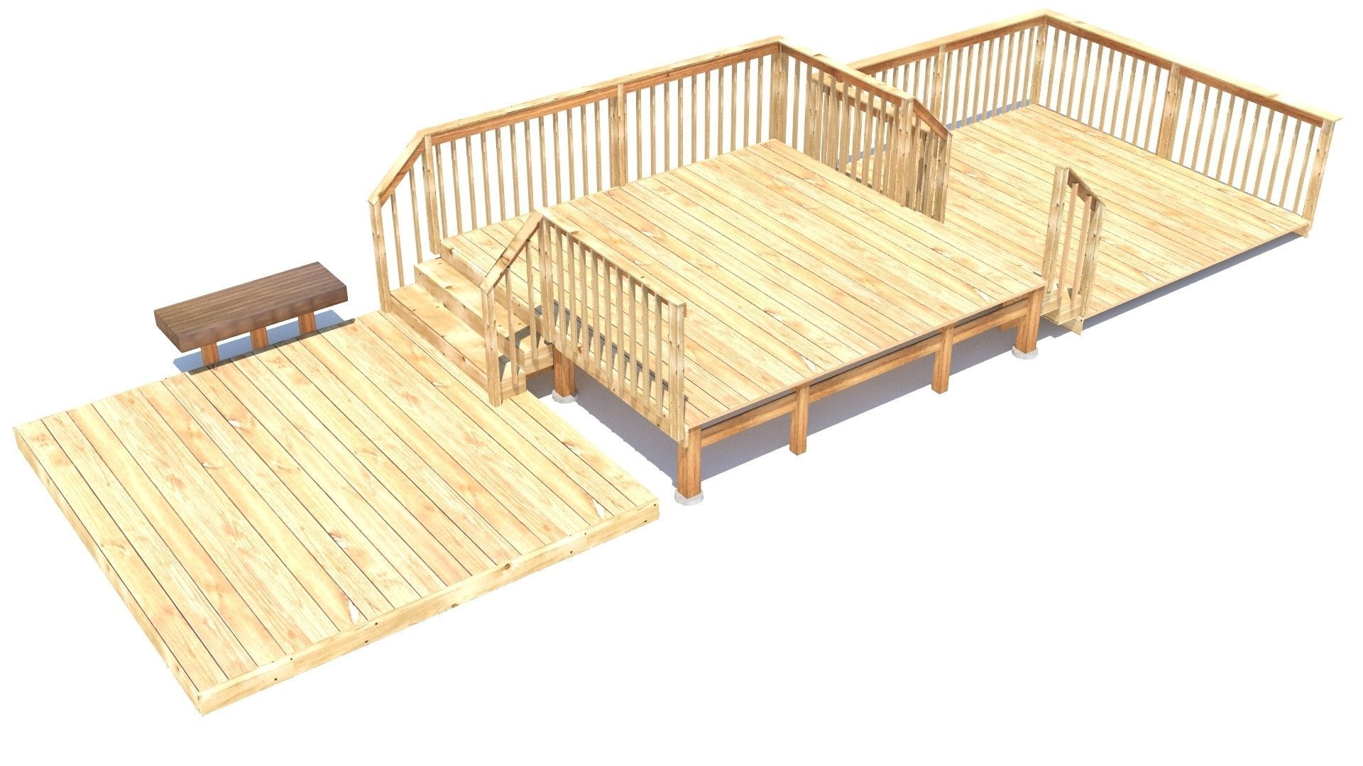 Three Level Deck for Houses Low-poly 3D model_6