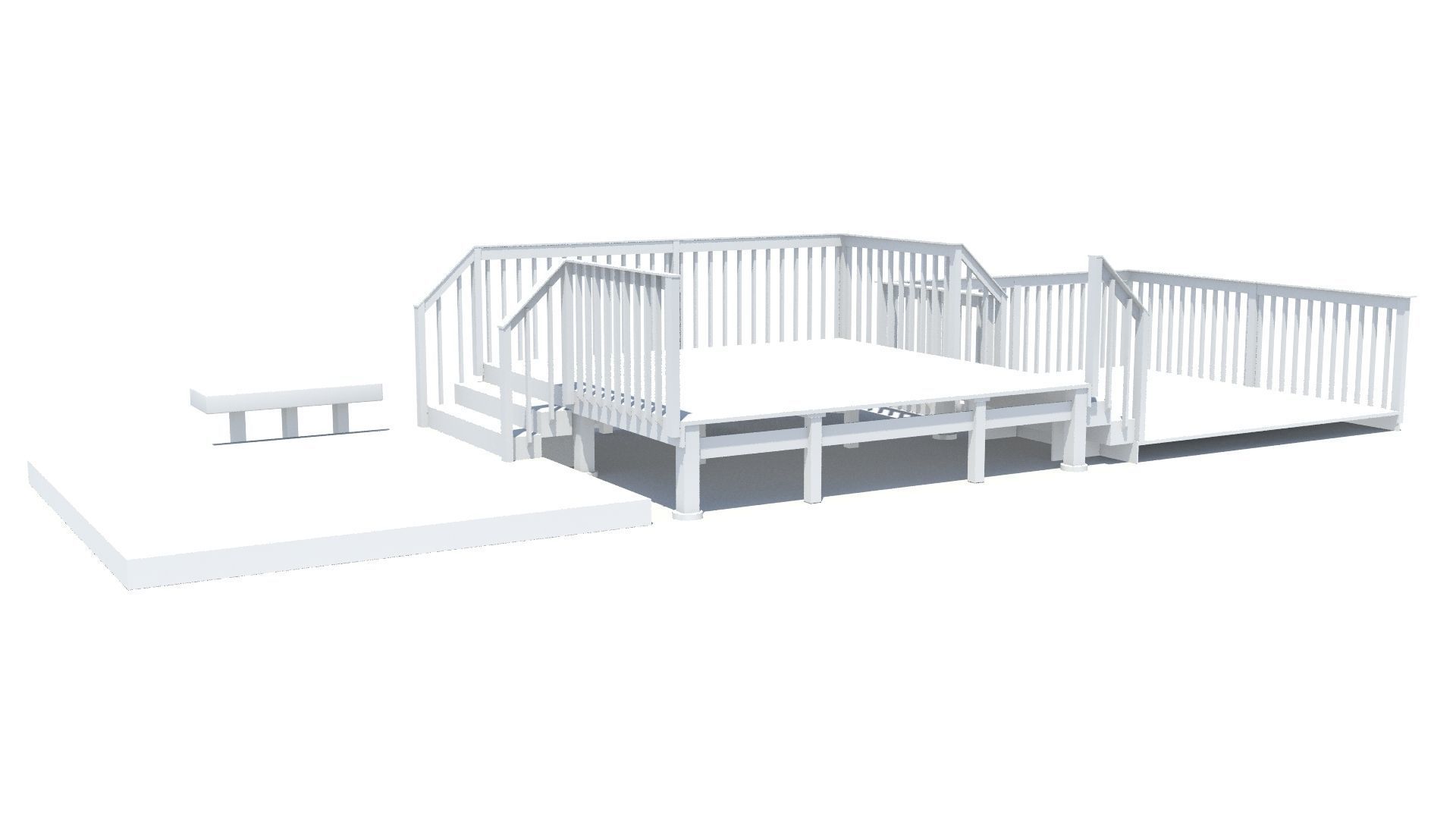 Three Level Deck for Houses Low-poly 3D model_10