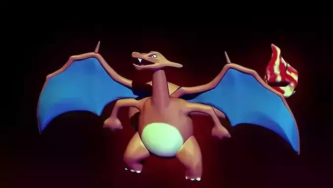 Charizard pokemon flying in air 3D print model