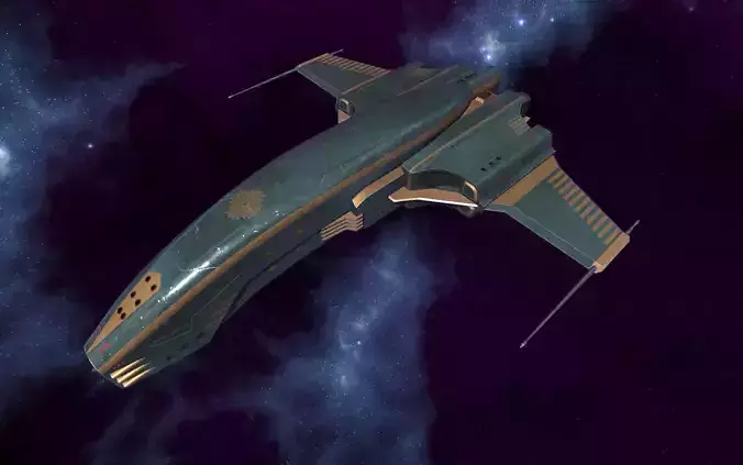 Spaceship Dagger Type 1 Green Low-poly 3D model