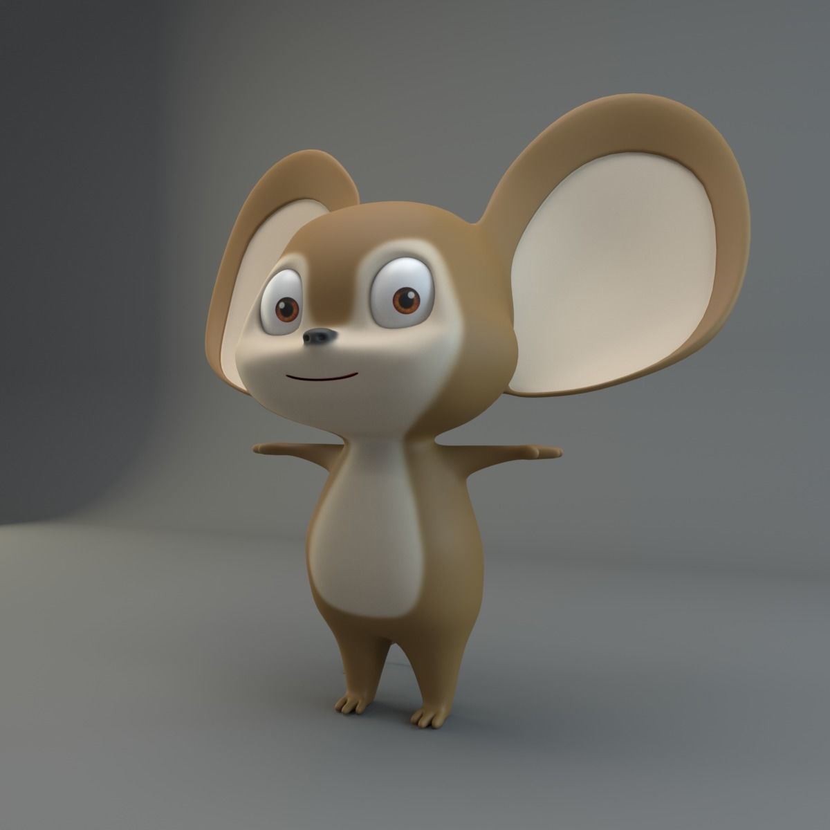 Cartoon Mouse Low-poly 3D model_3