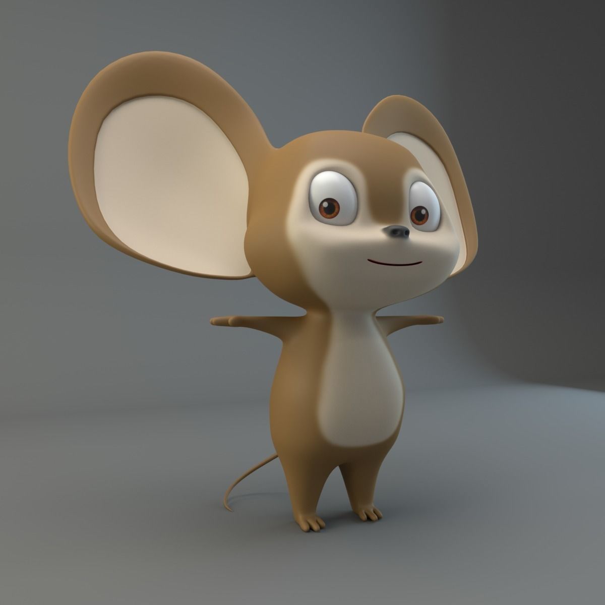 Cartoon Mouse Low-poly 3D model_1