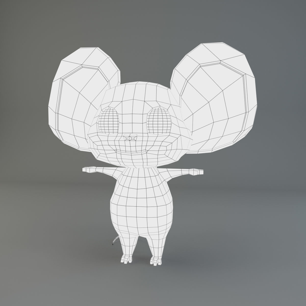Cartoon Mouse Low-poly 3D model_5