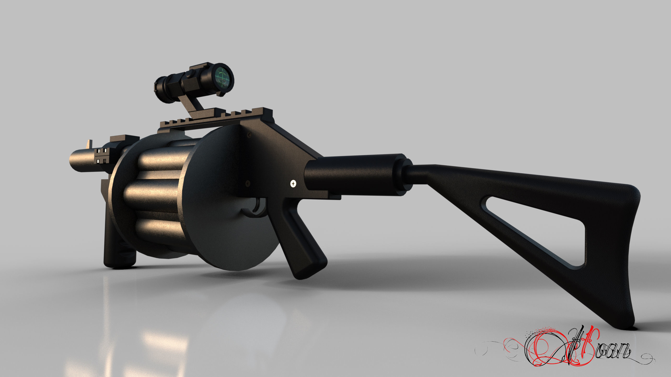 M32 - Grenade launcher 3D model_1