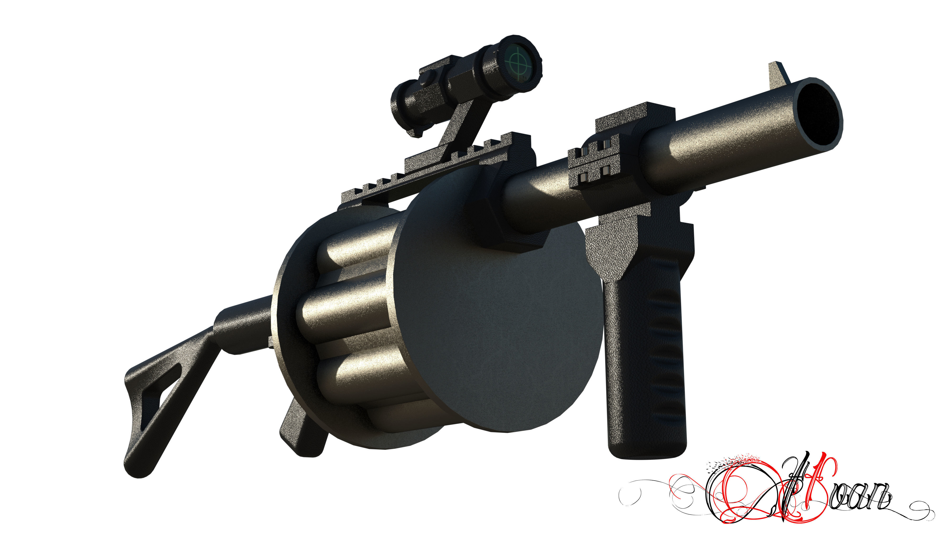 M32 - Grenade launcher 3D model_4
