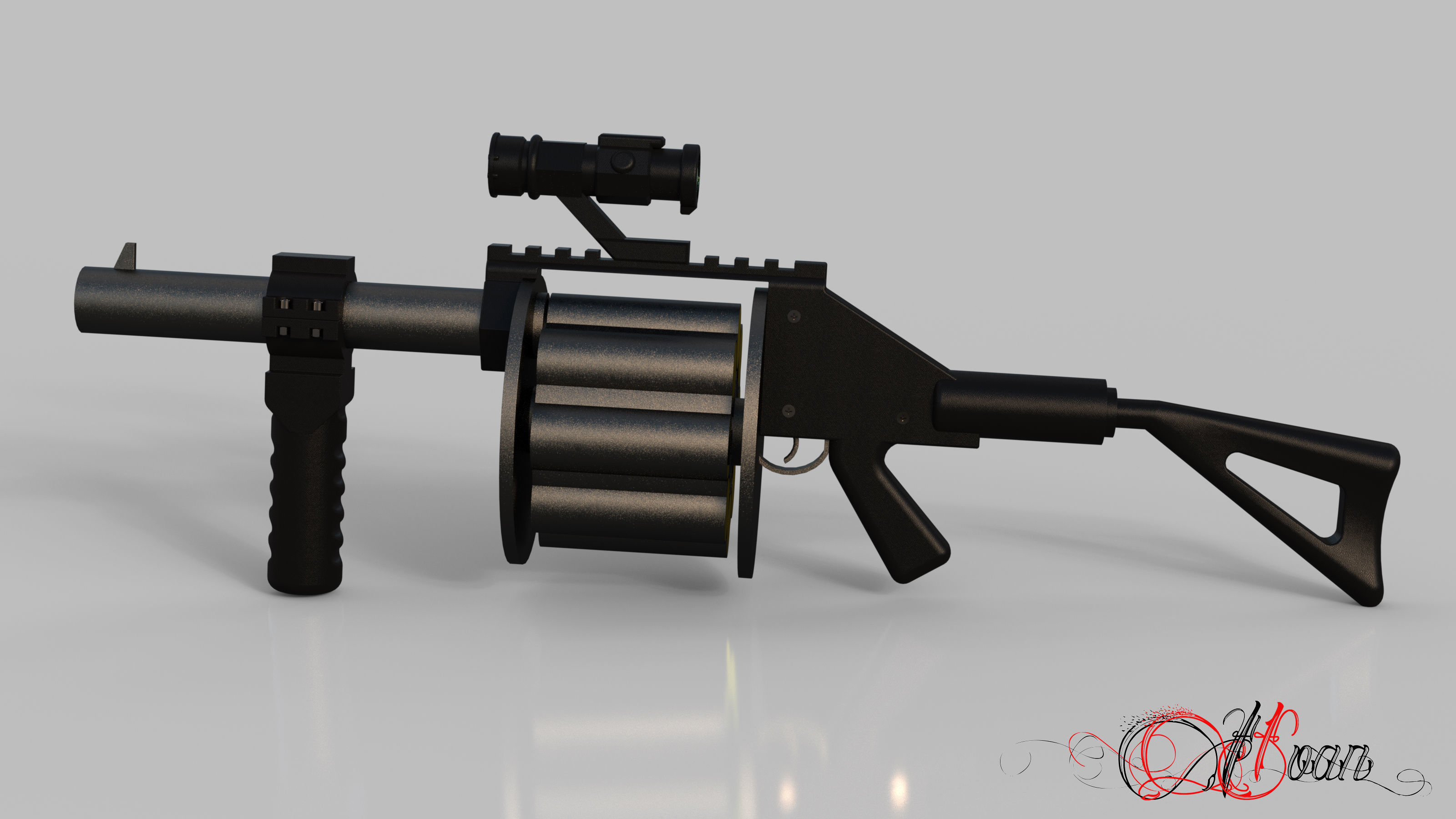 M32 - Grenade launcher 3D model_5