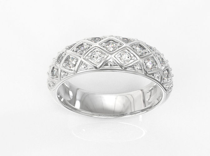ring001 gold diamond band ring 3D print model