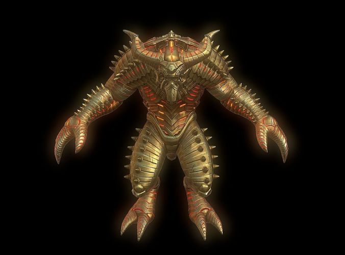 Mangog model golden creature Low-poly 3D model