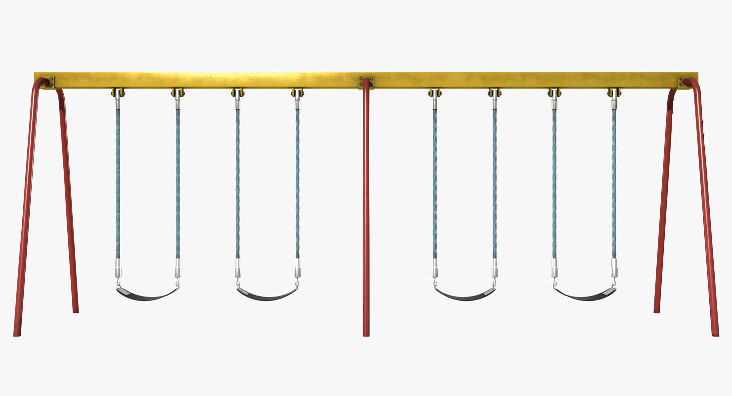 Swing set with swings Low-poly 3D model_8