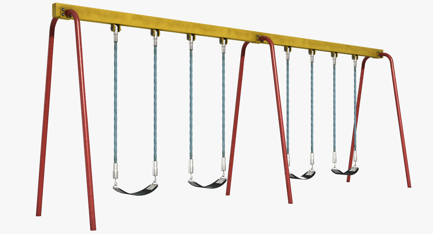 Swing set with swings Low-poly 3D model_1