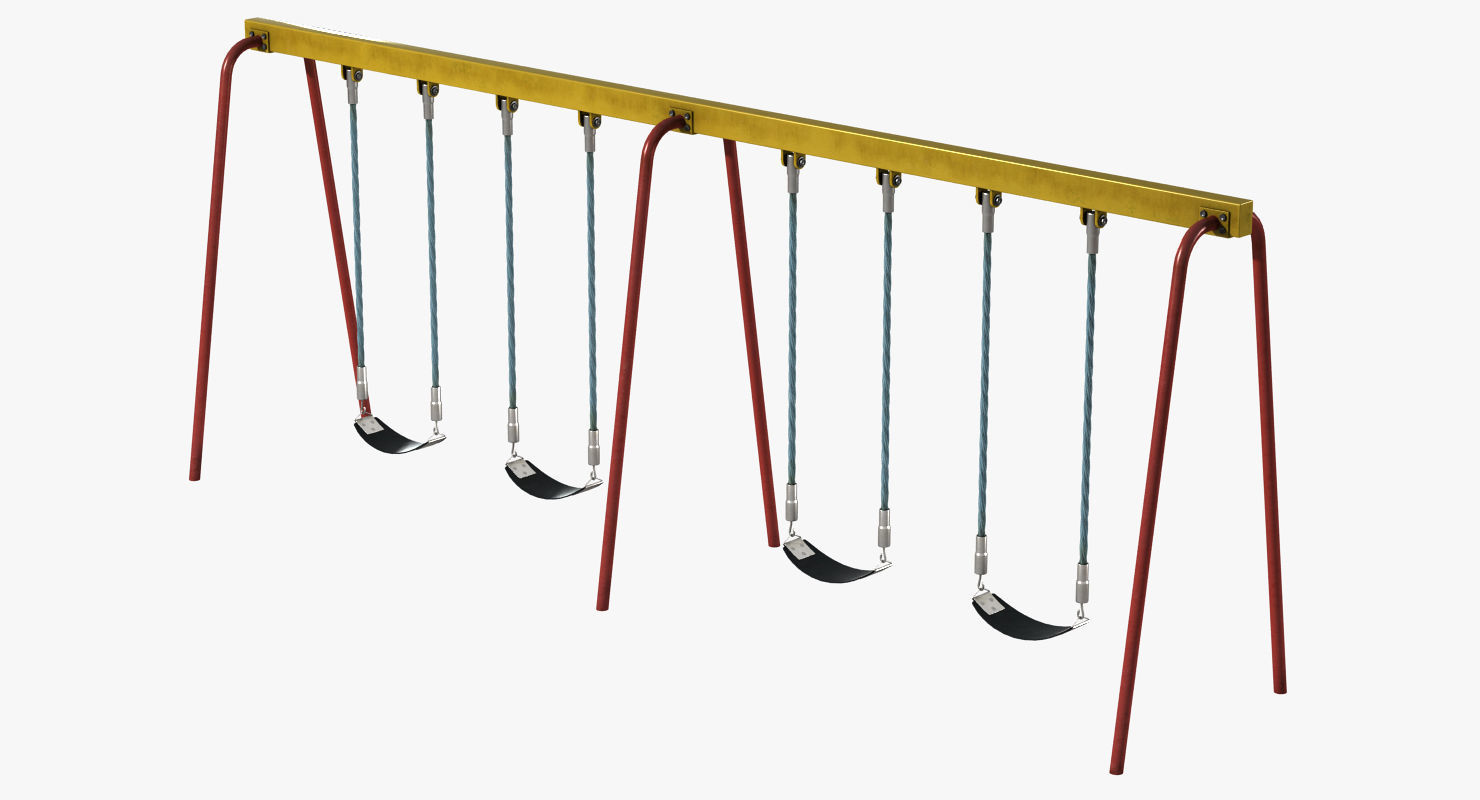 Swing set with swings Low-poly 3D model_11