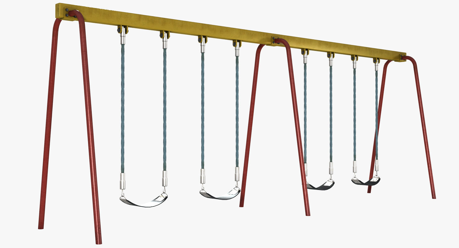 Swing set with swings Low-poly 3D model_3