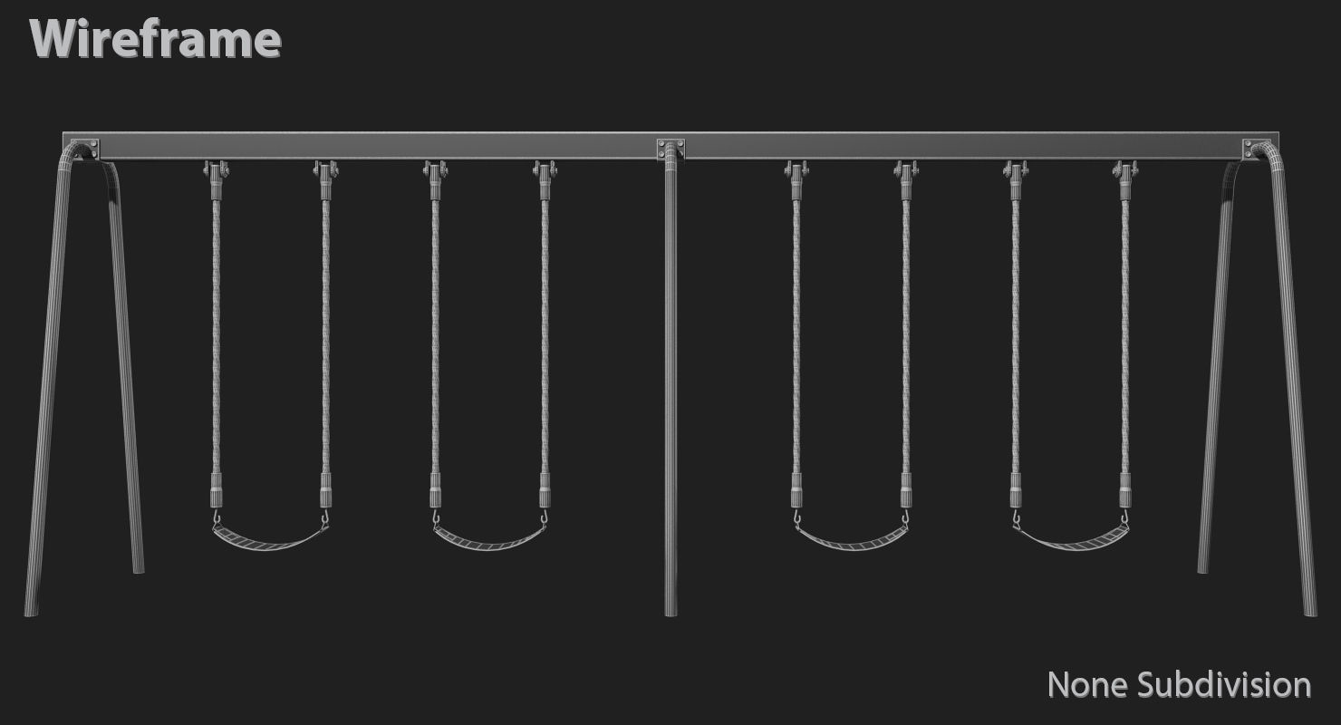 Swing set with swings Low-poly 3D model_13