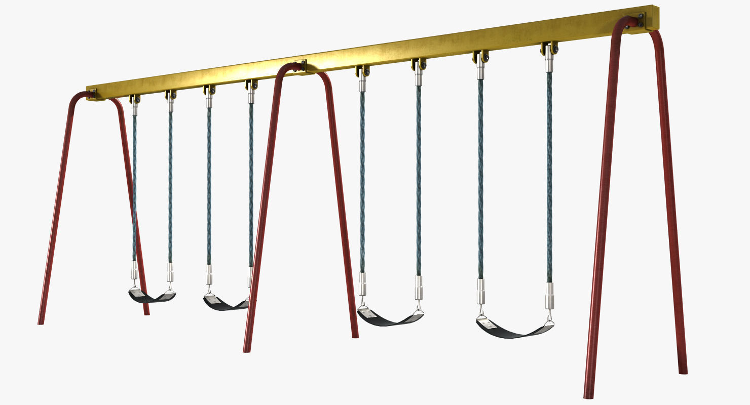 Swing set with swings Low-poly 3D model_2