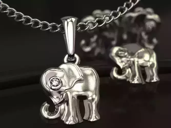 Baby Elephant pendant  charm and ear stugs - original