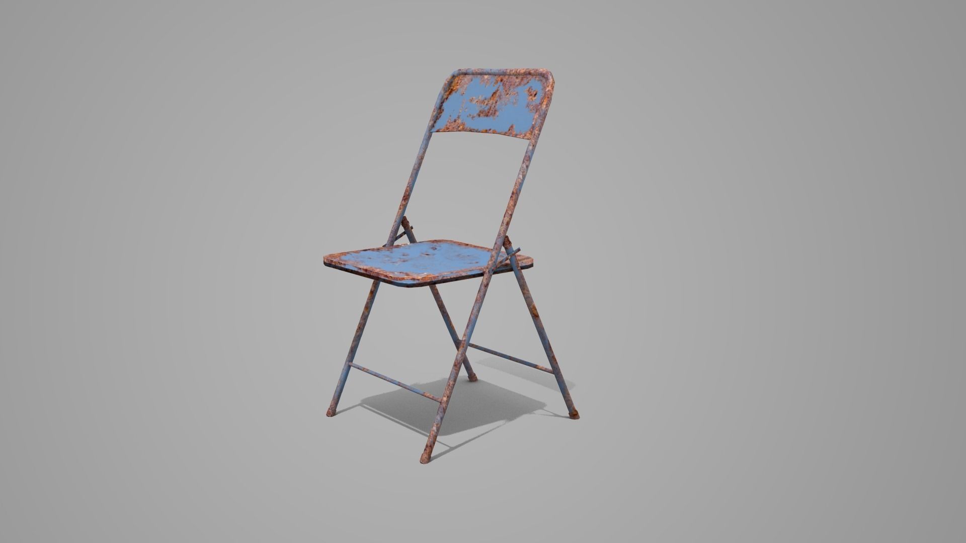 Low poly Chair old rusty folding Low-poly 3D model_3