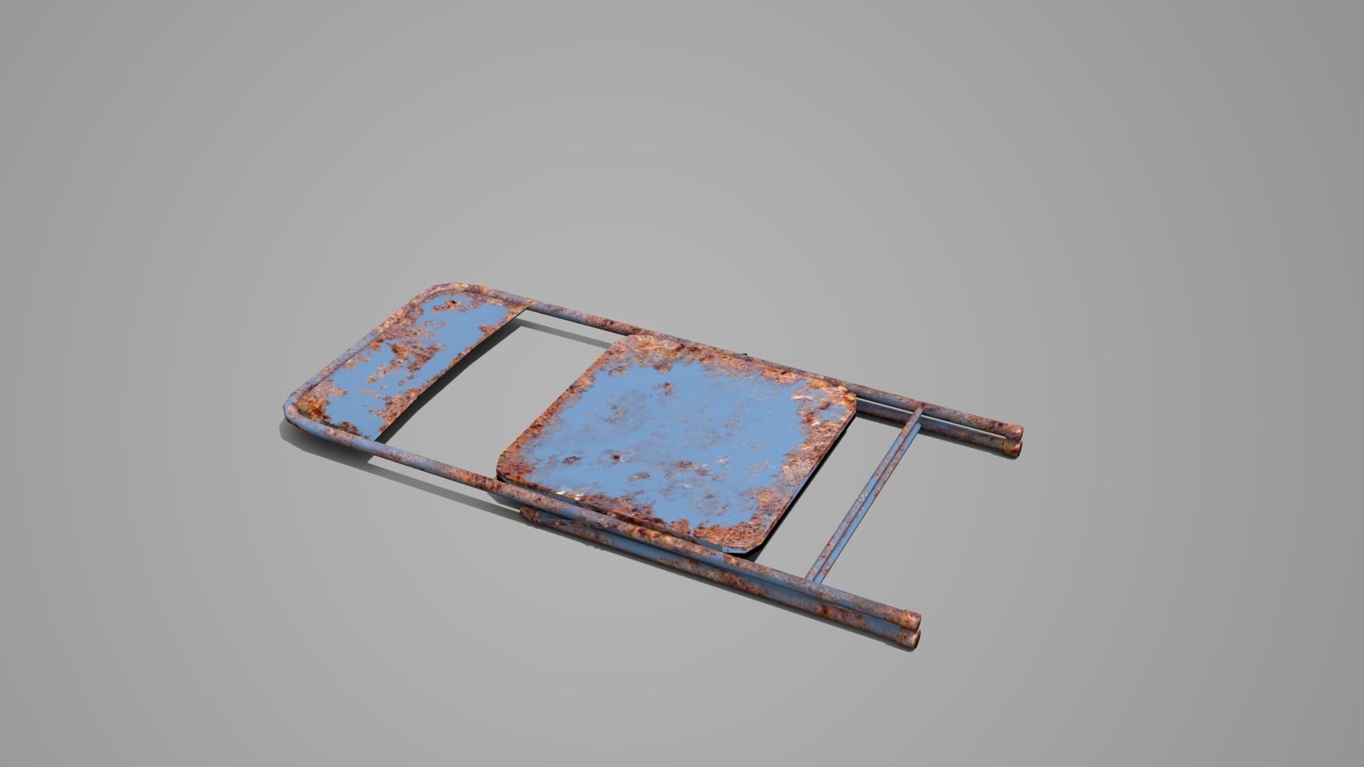 Low poly Chair old rusty folding Low-poly 3D model_4